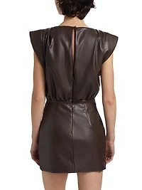 Dila Faux-Leather Cap-Sleeve Minidress