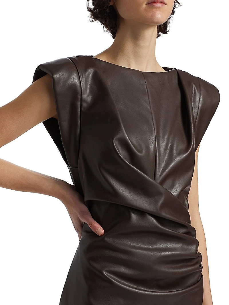 Dila Faux-Leather Cap-Sleeve Minidress