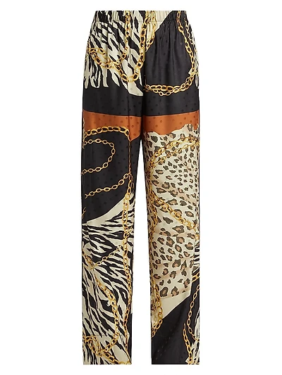 Dora Animal-Chain-Print Pants