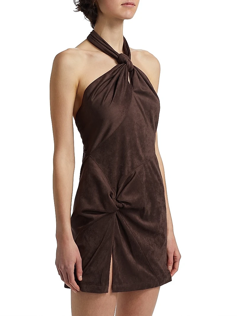Karim Bias-Cut Halter Minidress