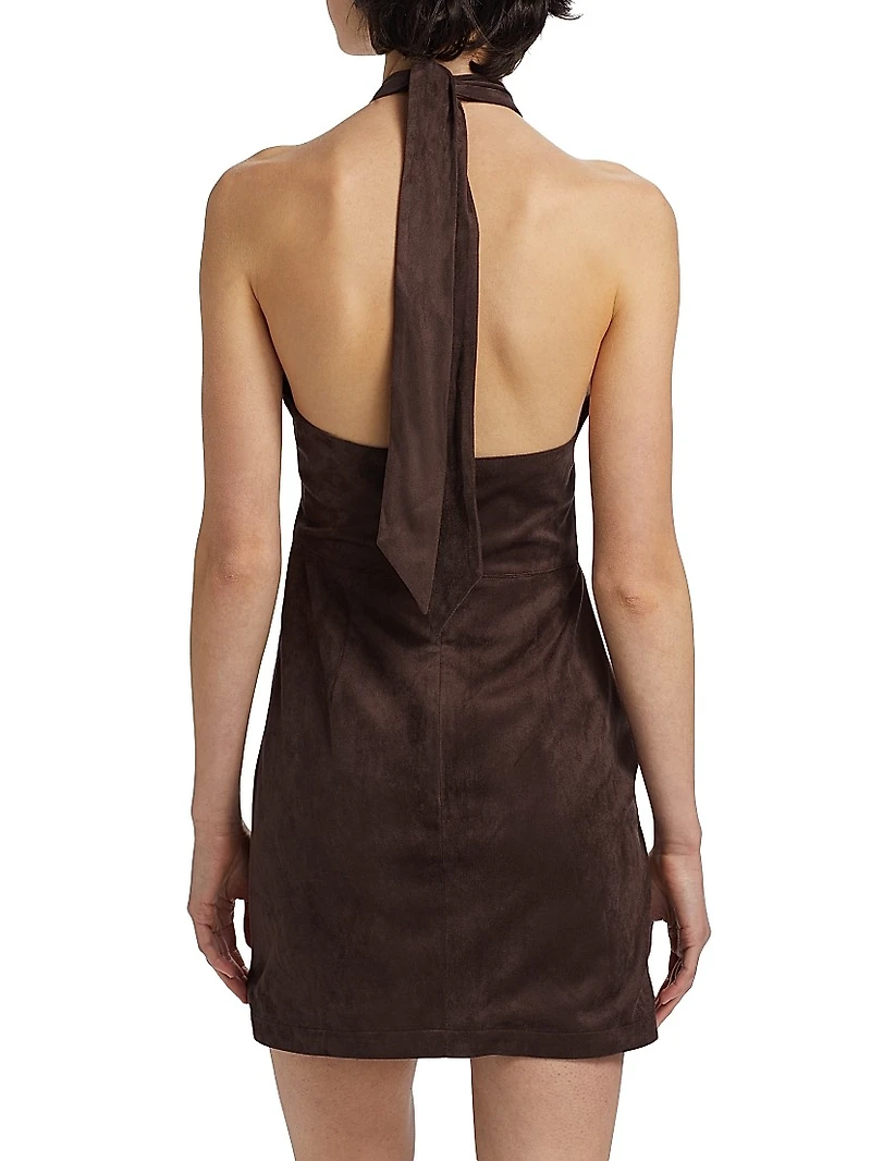 Karim Bias-Cut Halter Minidress