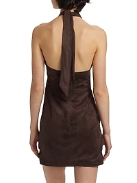 Karim Bias-Cut Halter Minidress