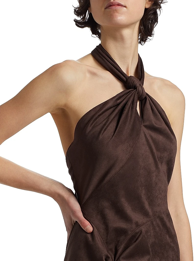 Karim Bias-Cut Halter Minidress