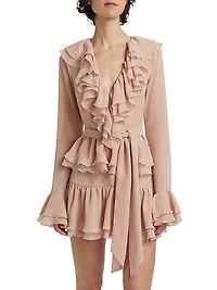 Palmero Ruffled Tie-Waist Minidress
