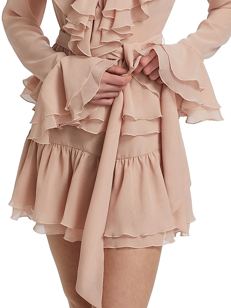 Palmero Ruffled Tie-Waist Minidress