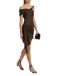 Izel Mesh Draped Minidress