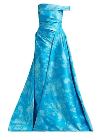 Floral Off-the-Shoulder Gathered Ballgown