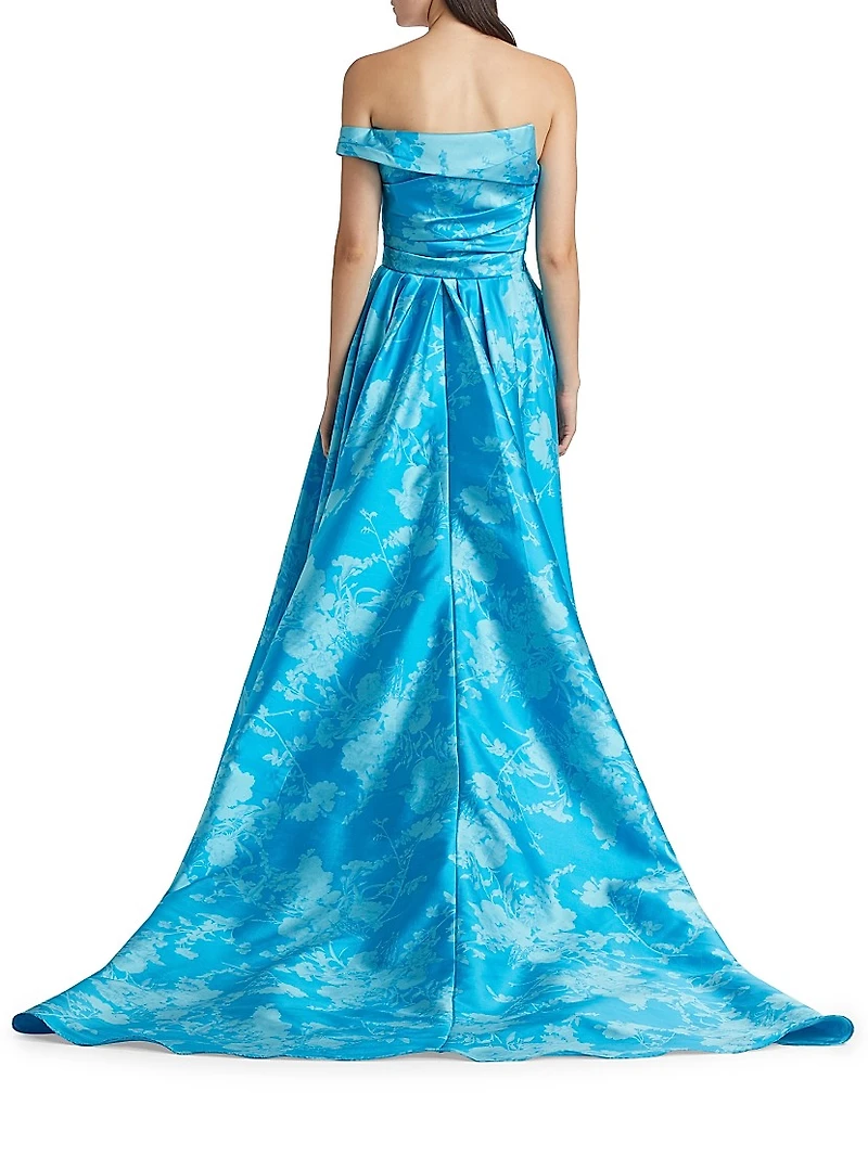 Floral Off-the-Shoulder Gathered Ballgown