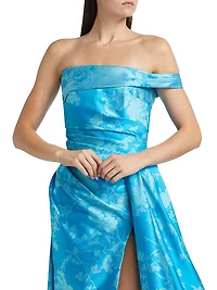 Floral Off-the-Shoulder Gathered Ballgown