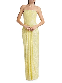 Sequined Strapless Column Gown