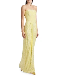 Sequined Strapless Column Gown