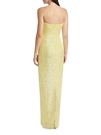 Sequined Strapless Column Gown