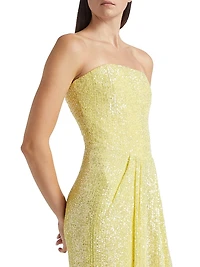 Sequined Strapless Column Gown