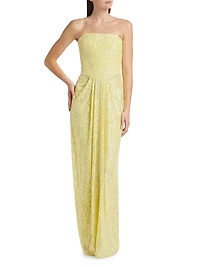 Sequined Strapless Column Gown