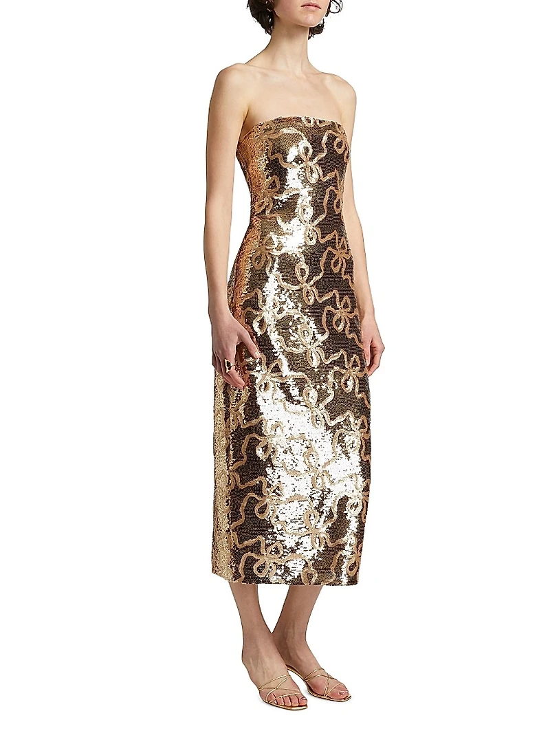 Stasia Sequin Bow Midi-Dress