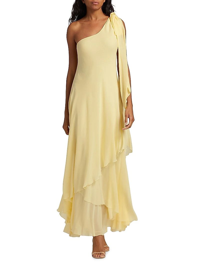 Alliara Asymmetric Draped Maxi Dress