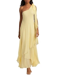 Alliara Asymmetric Draped Maxi Dress