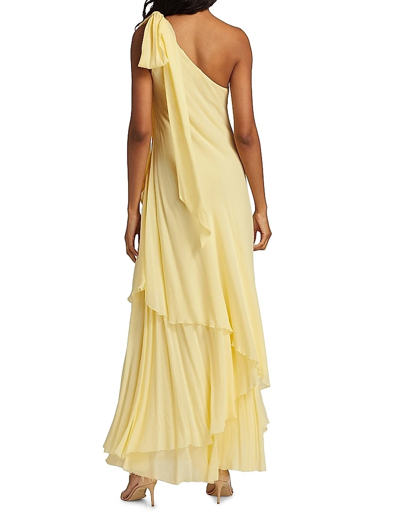 Alliara Asymmetric Draped Maxi Dress