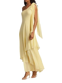Alliara Asymmetric Draped Maxi Dress