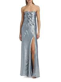 Elmina Bow-Embellished Strapless Dress