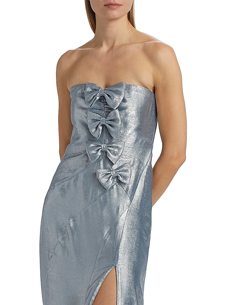 Elmina Bow-Embellished Strapless Dress