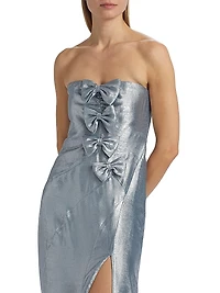 Elmina Bow-Embellished Strapless Dress