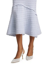 Leigh Pointelle Flounce Hem Midi-Dress