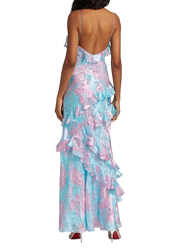 Rialto Ruffle Floral Silk-Blend Dress