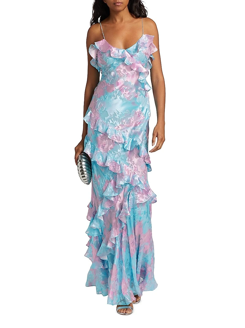 Rialto Ruffle Floral Silk-Blend Dress