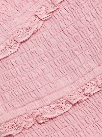 Lovine Smocked Cotton Ruffled Minidress