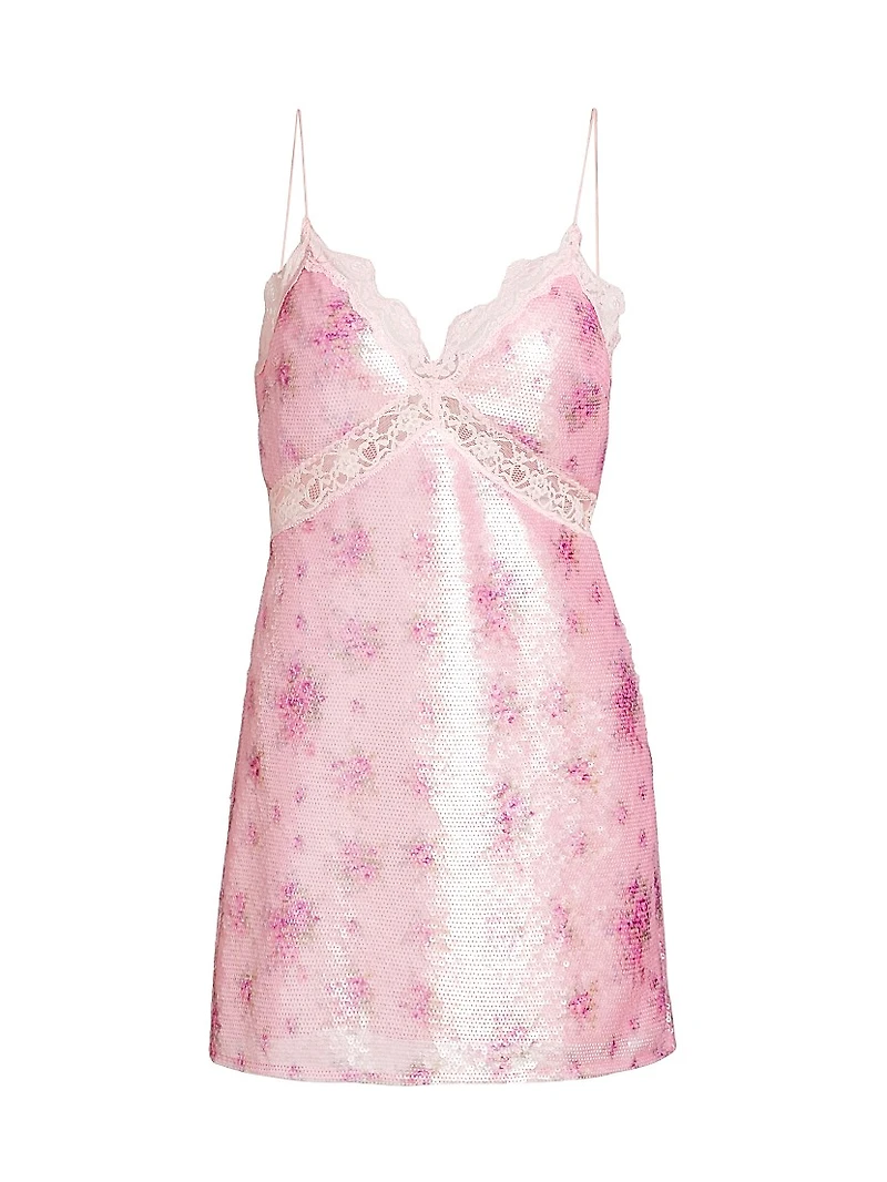 Finta Floral Sequin Minidress