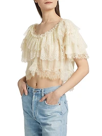 Vienne Lace Chiffon Off-The-Shoulder Top