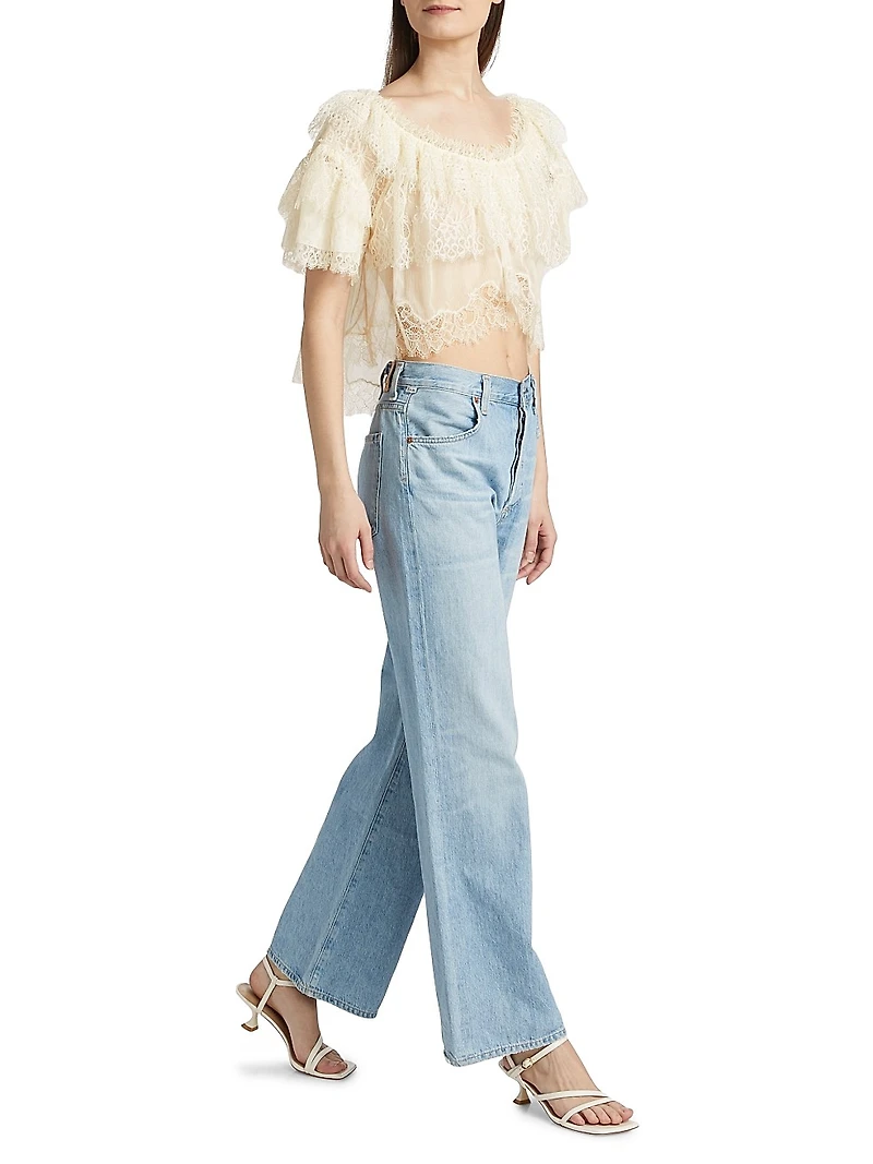 Vienne Lace Chiffon Off-The-Shoulder Top