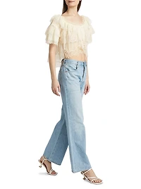 Vienne Lace Chiffon Off-The-Shoulder Top
