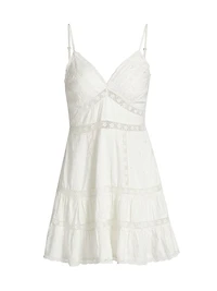 Solbina Embroidered Cotton A-Line Minidress