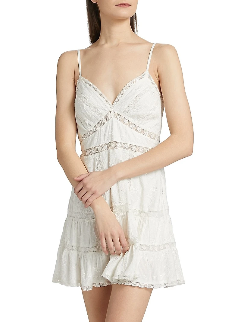 Solbina Embroidered Cotton A-Line Minidress