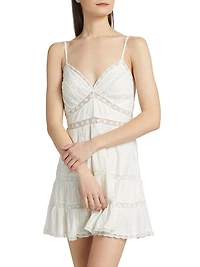 Solbina Embroidered Cotton A-Line Minidress