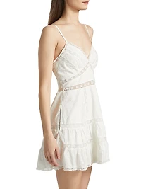 Solbina Embroidered Cotton A-Line Minidress