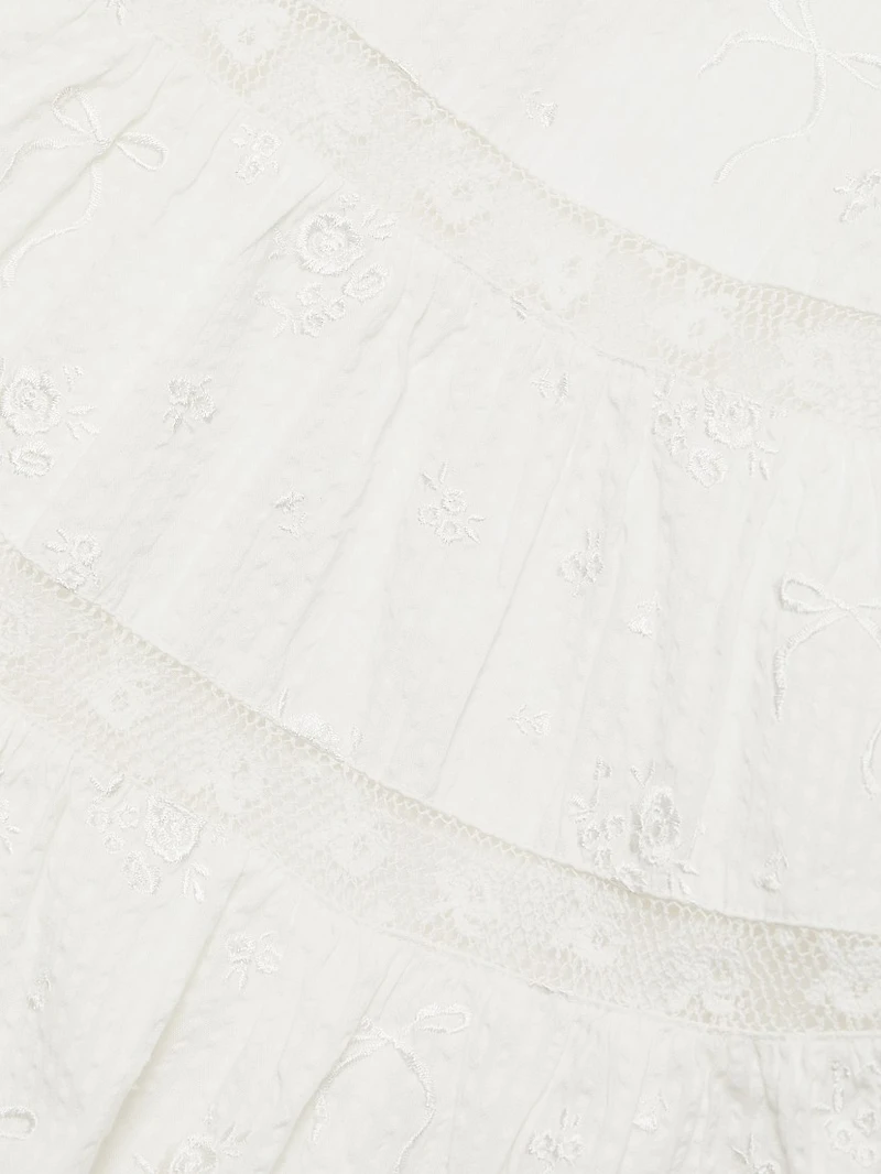 Solbina Embroidered Cotton A-Line Minidress