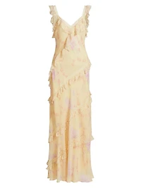 Radiance Bias-Cut Ruffled Maxi Dress