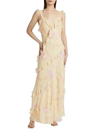 Radiance Bias-Cut Ruffled Maxi Dress