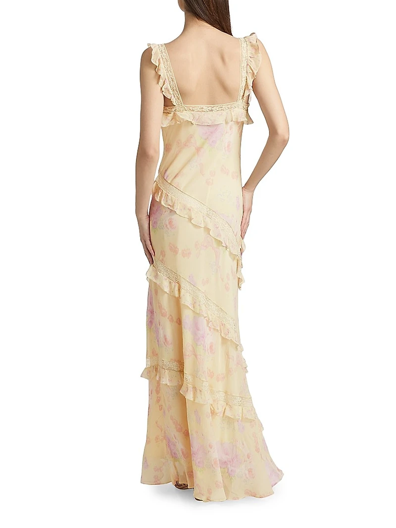 Radiance Bias-Cut Ruffled Maxi Dress