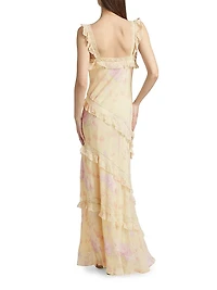 Radiance Bias-Cut Ruffled Maxi Dress