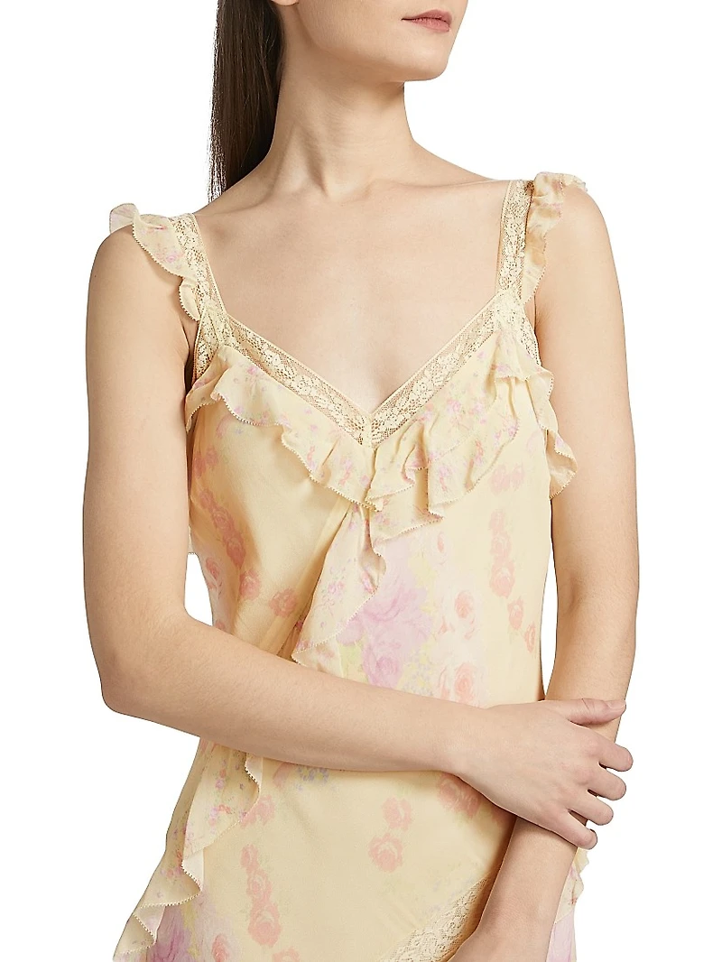 Radiance Bias-Cut Ruffled Maxi Dress