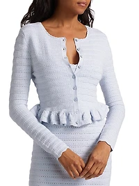 Rogan Scallop-Trim Ruffle-Hem Cardigan