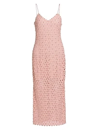 Lunaria Embellished Crocheted Cotton Midi-Dress