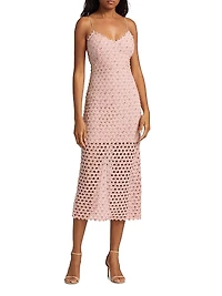 Lunaria Embellished Crocheted Cotton Midi-Dress