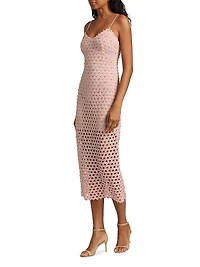 Lunaria Embellished Crocheted Cotton Midi-Dress
