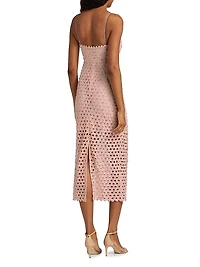 Lunaria Embellished Crocheted Cotton Midi-Dress