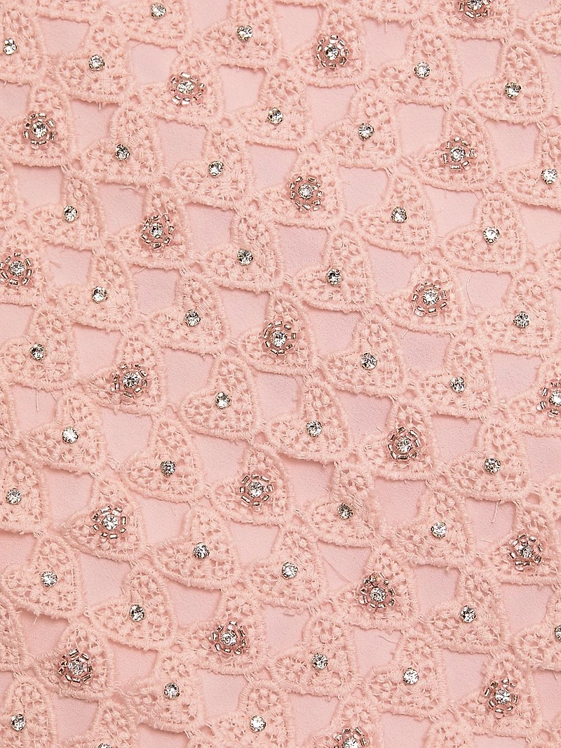 Lunaria Embellished Crocheted Cotton Midi-Dress